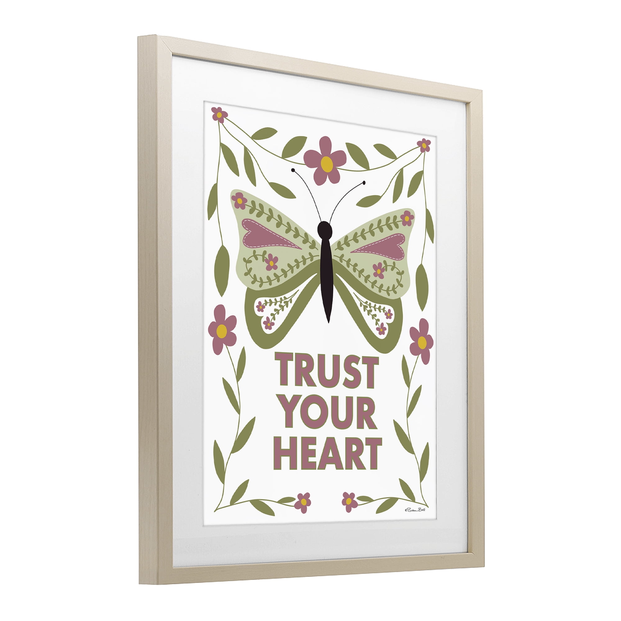 Stupell Industries Trust Your Heart Symmetrical Birch Framed Print Under Glass, design by Susan Ball