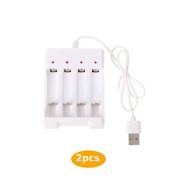 2pcs Battery Charger USB 4 Slots AAA Security Lightweight AA Rechargeable Battery Charging Station with Short Circuit Protection