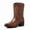 Brown, variant on Men’s Mid Calf Western Cowboy Boots, Retro Style Side Zipper Eagle Stitched Pointed Toe Casual Block Heel Outdoor Daily Wear Boots