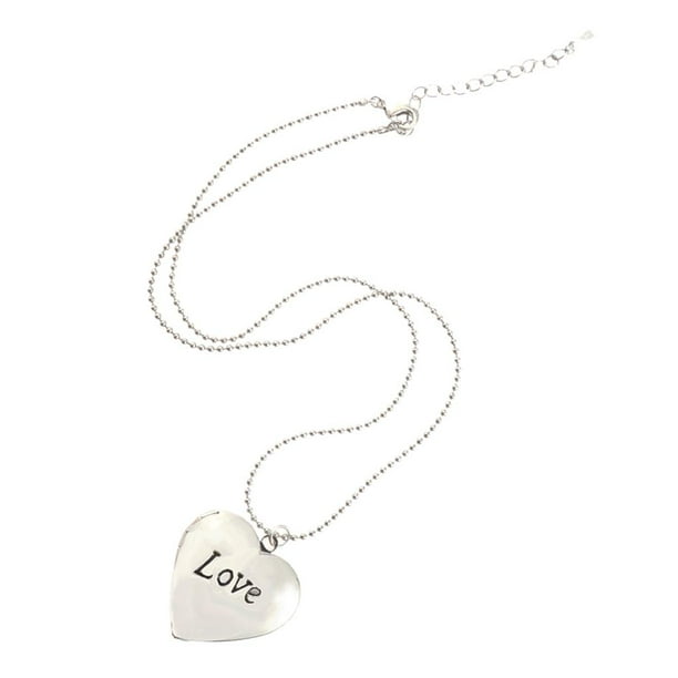 Collar con foto de corazón abierto, medallón, dijes, recuerdo Plata