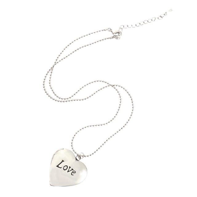 Collar con foto de corazón abierto, medallón, dijes, recuerdo Plata