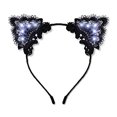 thumbnail image 2 of FlashingBlinkylights Diadema de orejas de gato con luz de encaje negro con ledes blancos FlashingBlinkyLights FlashingBlinkyLights, 2 of 2