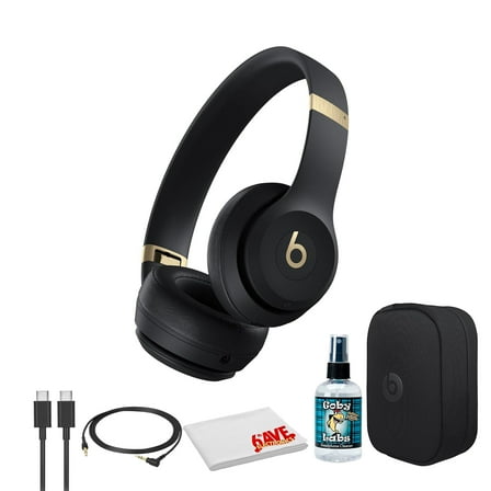 Beats by Dr. Dre Solo 4 Wireless Headphones (Black and Gold) Bundle