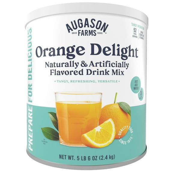 Augason Farms Orange Delight Drink Mix Can, Emergency Food Supply, Everyday Meals, 52 Servings