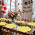thumbnail image 5 of Yellow Moire Round 13 Inch Placemats Set of 6, Water Ripple Stripe Farmhouse HeatResistant Non Slip Place Mats for Dining Table, Wipeable Braided Kitchen Table Mats for Housewarming, 5 of 9