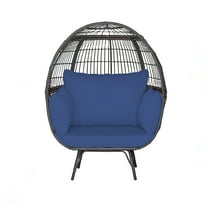 Oversized Patio Rattan Egg Lounge Chair with 4 Cushions