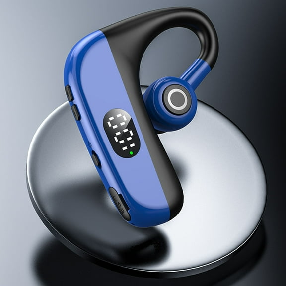 COFEST Electronics Gadgets,Single Ear Headset With Mic Bluetooth 5.2 Earphone Led Display Waterproof Earpiece Wireless Handsfree Headphone Blue