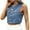 Blue, variant on Uaswgudfs ​Cropped Denim Vest: Women's Autumn Collarless Button-Front Jacket with Chest Pockets - Sleeveless Fitted Style​