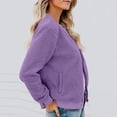 thumbnail image 4 of Women's Fashion Warm Shearling Zip Up Solid Jacket Purple XL, 4 of 7