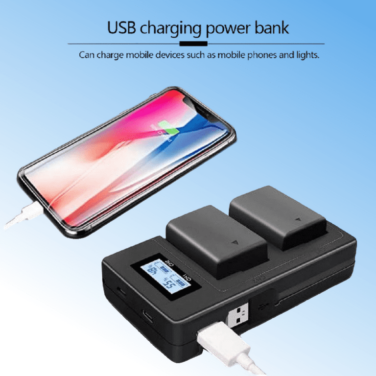 Digital Camera Battery Charger BP511 BP511A Battery LCD USB Dual