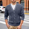 thumbnail image 2 of DHFJKG Men's Knit Jacquard Sweaters Cardigan Buuton Up Deep V-Neck Regular Fit Knitwear Jackets Coat With Pockets Business Work Casual Dress Solid Color Classic Outerwear, 2 of 9