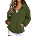 thumbnail image 3 of Lumtrix Womens Oversized Sweatshirts V Neck Henley Turtle Neck Long Sleeve Button Fleece Pullover, Casual Teen Girls Y2K , Fall Winter Fashion Army Green S, 3 of 7