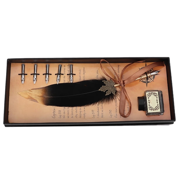 Pluma De Escritura Por Inmersión, Juego De Plumas Vintage Estilo Vintage Con Hermosa Pluma, Ligera Y Cómoda De Agarrar Para El Hogar Para La Oficina