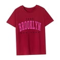 thumbnail image 4 of Camiseta de mujer de verano de moda regular ajuste cuello redondo camiseta para vacaciones oficina playa Rojo, 4 of 7