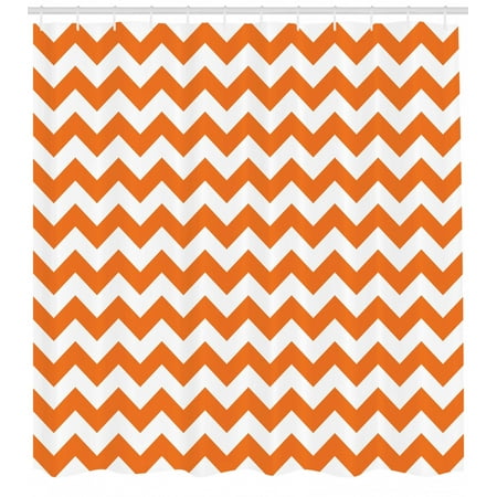 Chevron Shower Curtain Halloween Pumpkin Color Chevron
