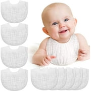 10 Pieces Muslin Adjustable Baby Bandana Drool Bibs for Drooling Baby