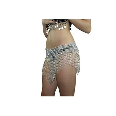 Belly Dance Dancer Dancing Veil - Hip Shakers Beaded Elastic Waist Rave Belly Dance Skirt Hip scarf Halloween Belly Dancer Costume Silver