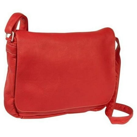 Vacquetta Leather Flap Over Horizontal Shoulder Bag