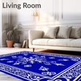 thumbnail image 2 of ODIKA 2'x3' Machine Washable Non-Slip Area Rug, Damask Scroll Machine Anti Slip Printed Vintage Style High Traffic Rug with Pad, Blue, 532376, 2 of 8