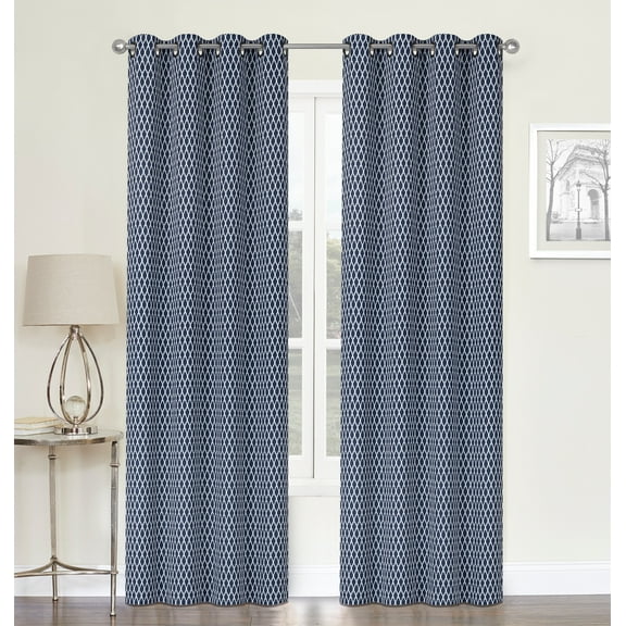 Kate Aurora 2 Pack Amari Contemporary Lattice Light Filtering Grommet Top Window Curtain Panels - Assorted Colors, 84 in.Long