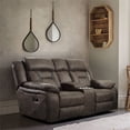 thumbnail image 3 of Lexicon Madrona Hill Microfiber Double Reclining Love Seat in Dark Brown, 3 of 9