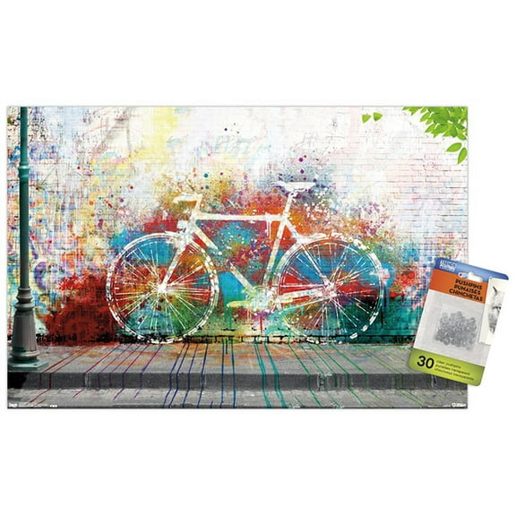 Ghost Bike Wall Poster with Push Pins, 14.725" x 22.375"