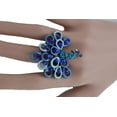 thumbnail image 2 of Women Pewter Metal Ring Peacock Bird Feathers Blue, 2 of 10