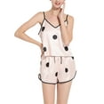 thumbnail image 3 of Biekopu Women 2 Piece Pajamas Set Loose Silk Satin V-Neck Camisole Elastic Shorts Soft Sleepwear, 3 of 6