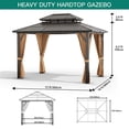 thumbnail image 6 of Lumiparty 10x13 ft Hardtop Gazebo with Polycarbonate Double Roof, Aluminum Frame Pavilion, Weatherproof UV-Resistant Outdoor Shelter for Garden, Patio & Lawn, Khaki, 6 of 7
