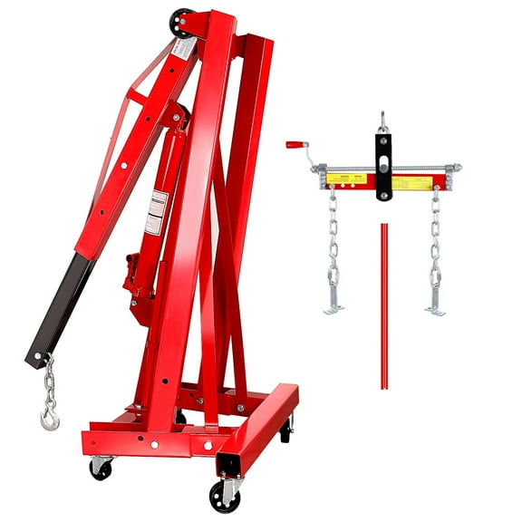 2 Ton Flodable Hydraulic Shop Crane with Telescopic Boom, 6 Swivel Wheel Mobility, Heavy Duty Steel Frame for Garage, Port, Warehouse