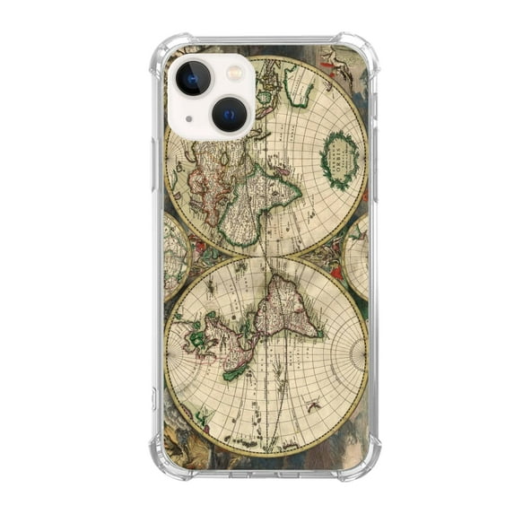 Old World Vintage Map Case Compatible with iPhone 13,Unique Art Design TPU Bumper Cover Case