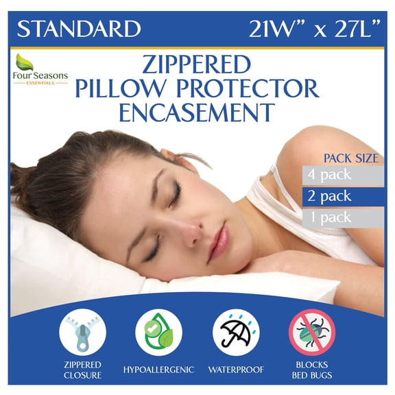 Standard Pillow Protectors (Set of 2) – Zippered Waterproof Pillow Covers Hypoallergenic Dust Proof Pillowcase Encasement Cover