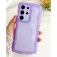 thumbnail image 4 of Compatible for Galaxy S23 Ultra Case 6.8", Curly Wave Design Transparent Shiny Case Cute Clear Transparent Shockproof Bumper Protection Soft Phone Cover Case for Women Girls Men,Clear/Purple, 4 of 9