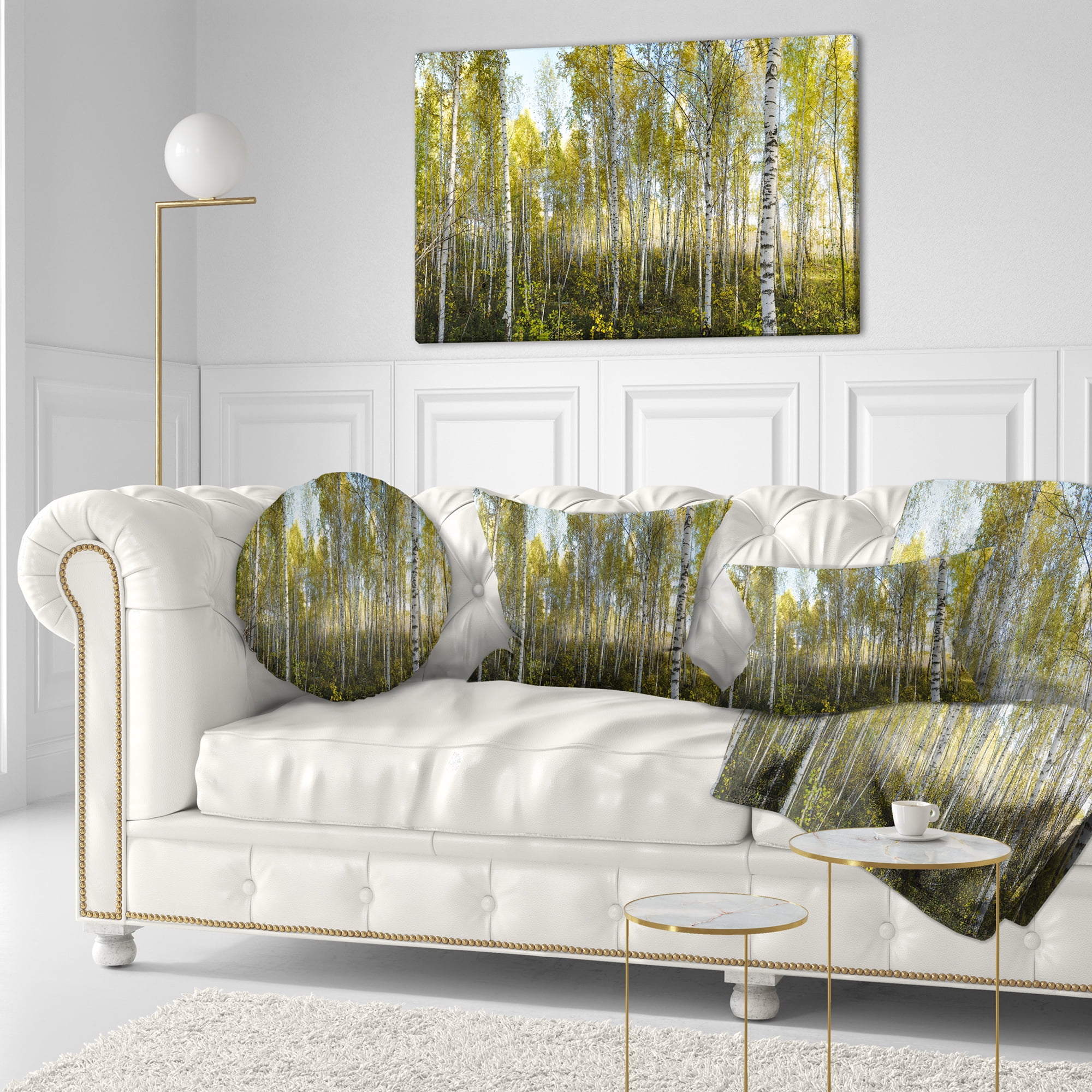 Designart Green Autumn Trees - Landscape Photography Throw Pillow - 12x20