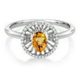 thumbnail image 2 of Gem Stone King 925 Sterling Silver Yellow Sapphire Ring for Women (1.10 Cttw, Oval 6X4MM, Gemstone September Birthstone, Size 7), 2 of 3