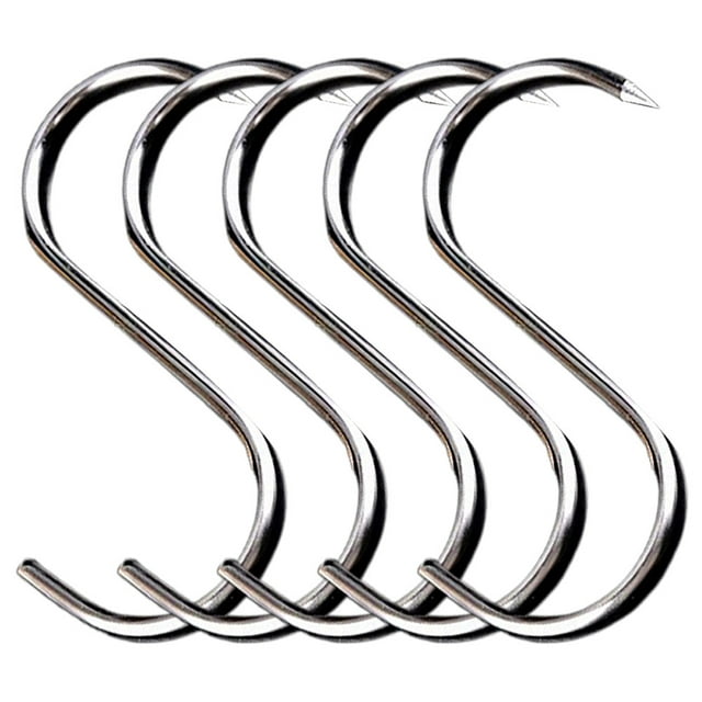 conectar,Acero inoxidable puntiagudo S gancho tocino S gancho metal carne gancho S tipo secado Adepaton BST3014731-3