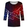 thumbnail image 4 of Purchases / History 4Th of July Shirts for Women 3/4 Sleeve American Flag Shirt Usa Patriotic T-Shirt Stras Striped Summer Fashion Tops Tunic Crew Neck Blouses My Last Order From Walmart, 4 of 5