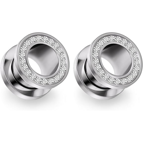 CZ Ear Gauges Screw Fit Flesh Tunnels Plugs Gauges Earring Expander Stretcher Ear Tunnels For Ears 8G 6G 4G 2G 0G 00G Plug Earrings Body Piercing Jewelry For Women Men