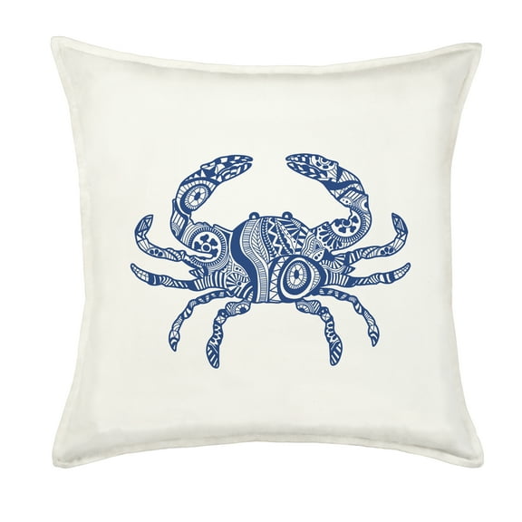 Greendale Home Fashions 20" x 20" Blue Crab Cotton Canvas Decorative Pillow