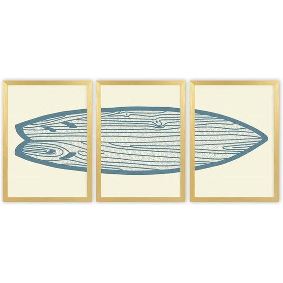 d Surfboard Poster Wall Art 3 Pieces Blue Watercolor Line Surfboard Canvas Painting Prints Wall Decor Sea and Surf Pictures for Beach House Living Room Bedroom Decor Canvas