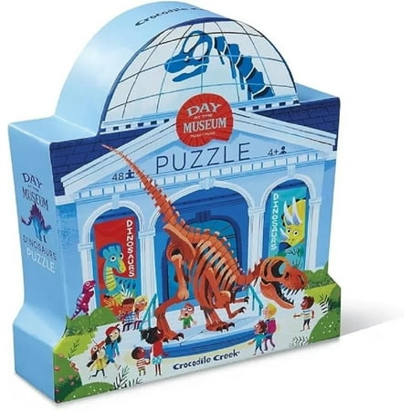 Crocodile Creek 48-Piece Jigsaw Floor Puzzle - Fun Floor Puzzles for Kids Ages 4-8 - Heavy-Duty Shaped Box for Storage - Dinosaur Museum - 18 x 24 inches Finished