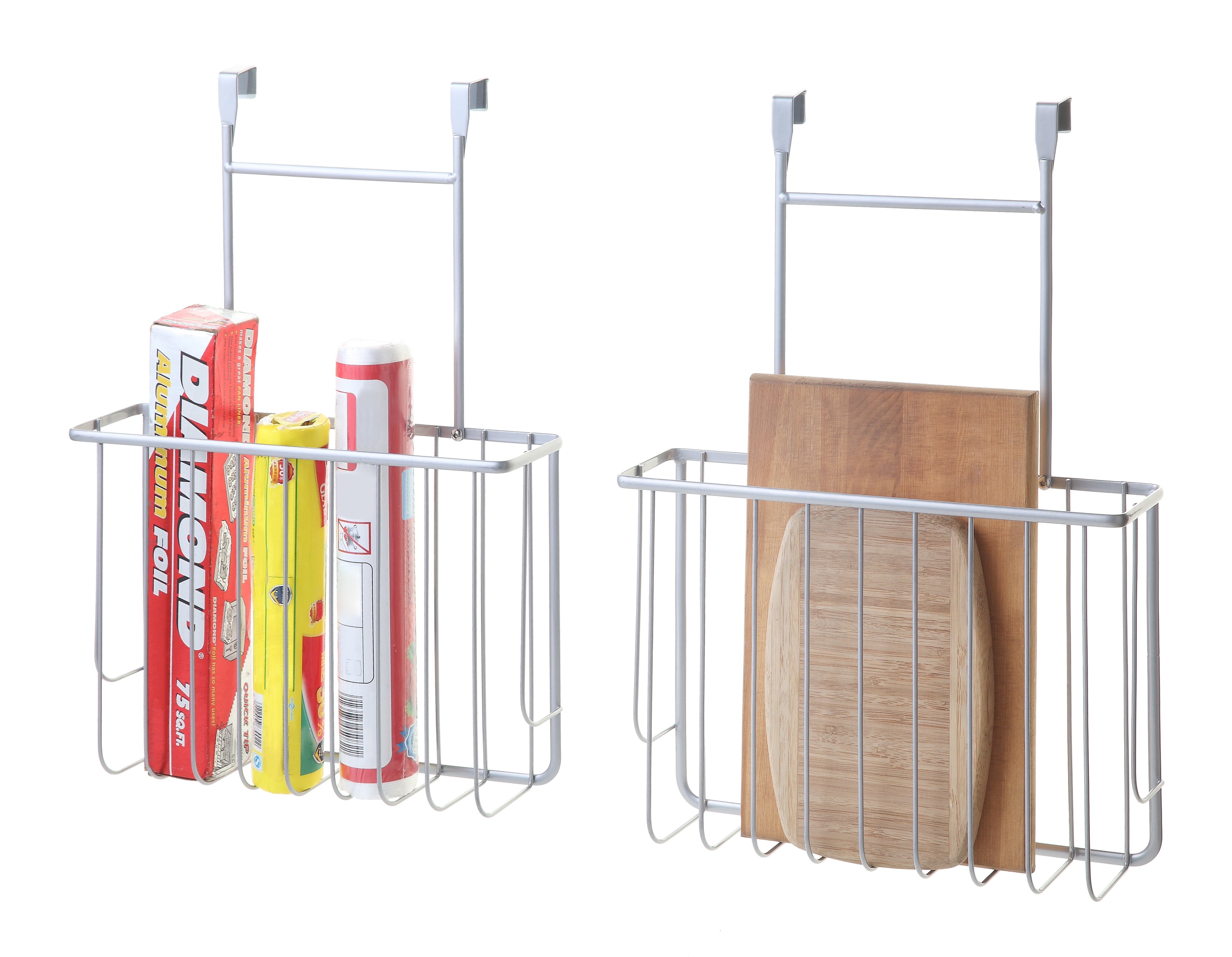 SunnyPoint Over The Cabinet Door Organizer Holder; Set of 2, Silver