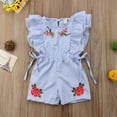 thumbnail image 4 of Toddler Kids Baby Girls Flower Stripe Ruffle Romper Jumpsuit Outfits Clothes 0-5 Years, 4 of 5
