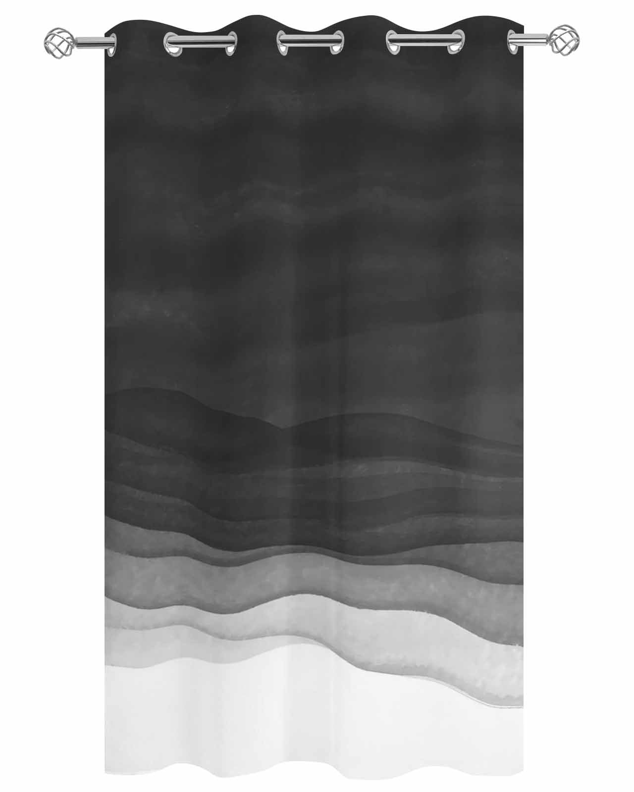 Ombre Waves Outdoor Curtains for Patio, Abstract Art Gradient Black Modern Privacy Drapes Grommet Waterproof Outside Curtains for Porch/Cabana/Balcony 54"x 108", 1 Panel