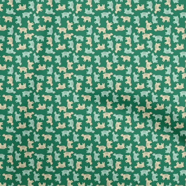 oneOone Coton Flex Vert Tissu Animal Matière de Robe Tissu Imprimé Tissu au Mètre 40 Pouces de Large