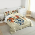 thumbnail image 3 of Manfei Retro Rustic Flower Queen Comforter Set,Country Floral Bedding Sets,Beige Blue Orange Bedding Comforter Set For Girls,Ultra Soft Home Decor,3 Pieces, 3 of 8