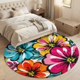 thumbnail image 4 of Round Area Rugs 4Ft, Bohemia Floral Non-Slip Washable Circle Rugs Carpet, Summer Abstract Flower Blossom Leaf Watercolor Indoor Outdoor Rug Floor Mats Throw Runner for Bedroom Living Room Bathroom, 4 of 8