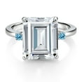 thumbnail image 2 of Gem Stone King 925 Sterling Silver Swiss Blue Topaz Ring Set with Moissanite (7.44 Cttw) (Size 7), 2 of 3