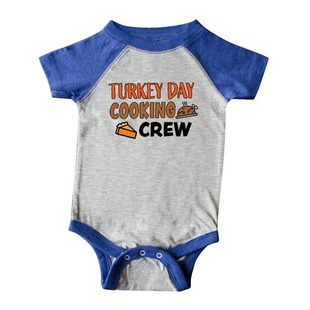 

Inktastic Thanksgiving Turkey Day Cooking Crew with Turkey and Pumpkin Pie Gift Baby Boy or Baby Girl Bodysuit