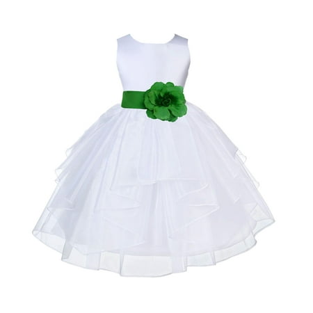 

Ekidsbridal White Lime Shimmering Organza Christmas Junior Bridesmaid Recital Easter Holiday Wedding Pageant Communion Princess Birthday Clothing Baptism 4613S size 2 Flower Girl Dress